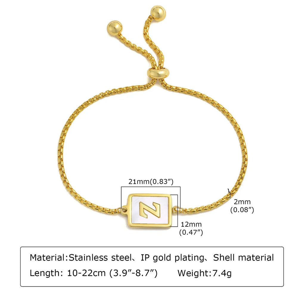 stainless-steel-english-letter-square-gold-bracelet - Viexta
