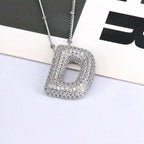 brass-zircon-bubble-letter-pendant-necklace - Viexta