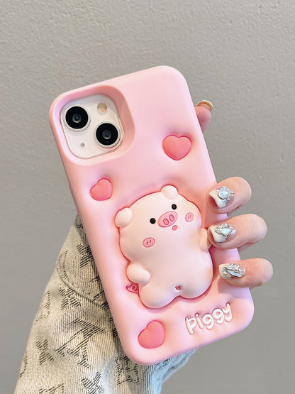 Expansion Pinch Pig Soft Silicone Cover iPhone Case