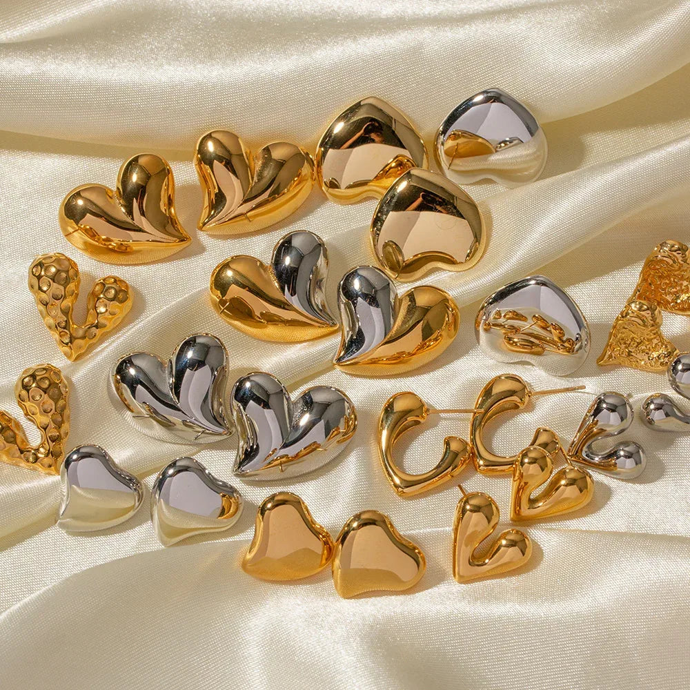 Elegant Heart Peach Stainless Steel Earrings - Viexta