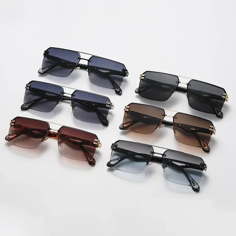 Frameless Cut-Edge Double-Bridge Sunglasses - Viexta