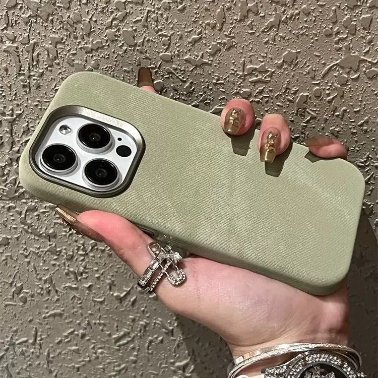 Magnetic Leather Drop-resistant Flannel iPhone Case