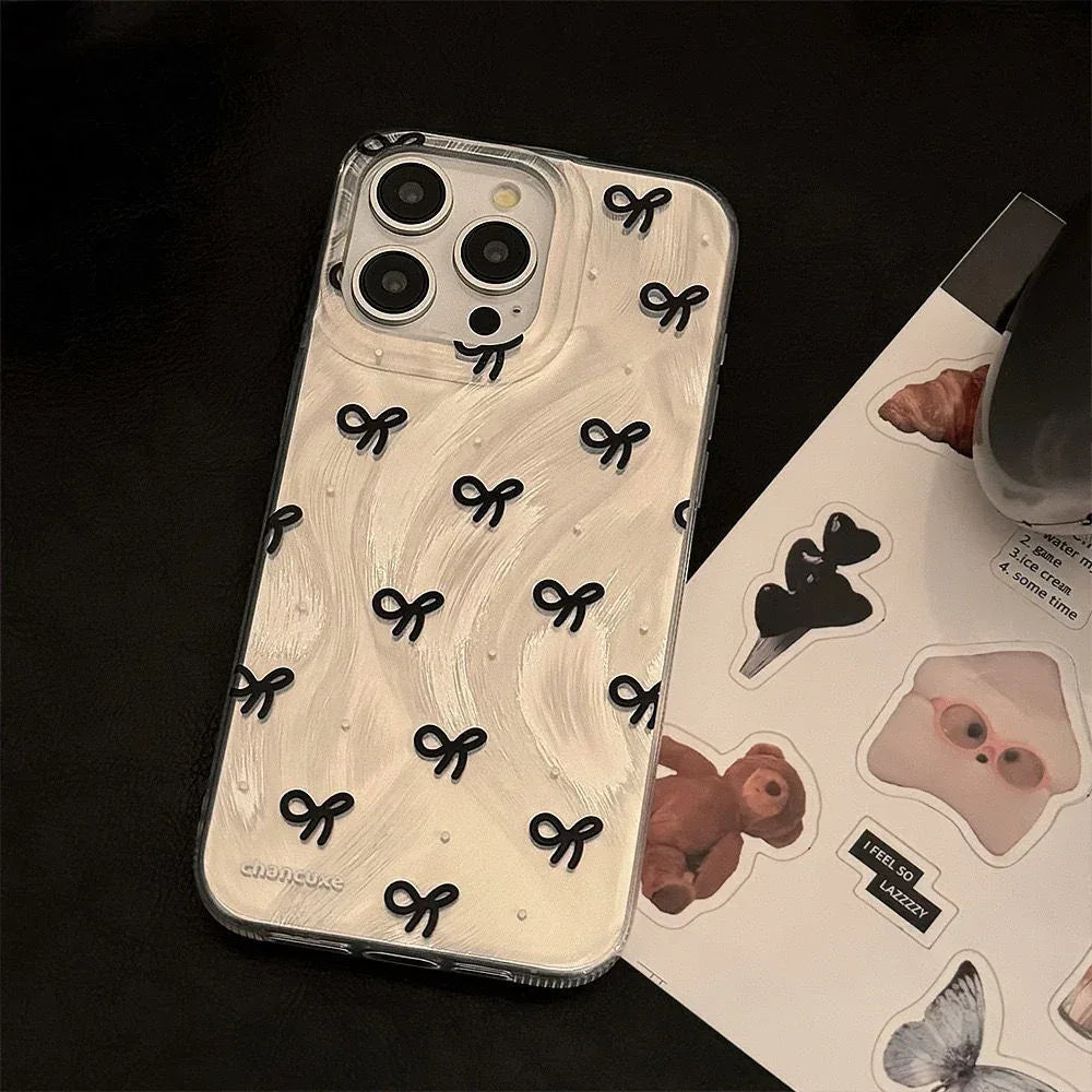 Japanese Feather Yarn Bow Silicone iPhone Case - Viexta
