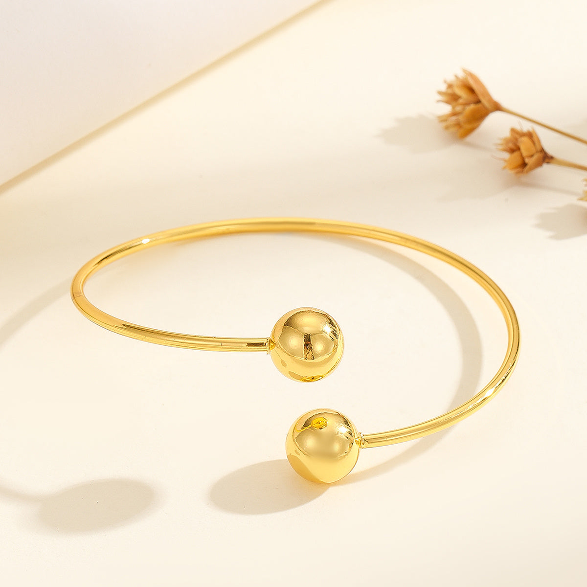 18k Gold Double Headed Bead Bracelet