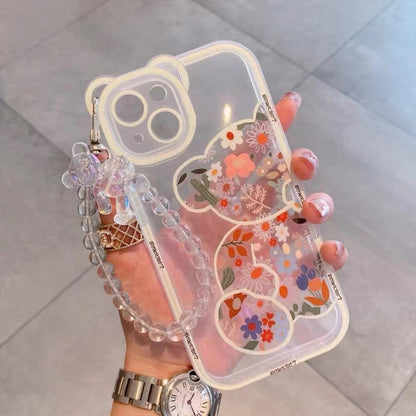 New iPhone Case Hanging Chain Cute Floral Bear