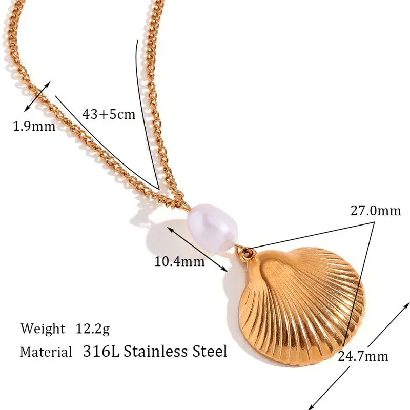 Pearl Shell Earrings And Necklace Set - Viexta
