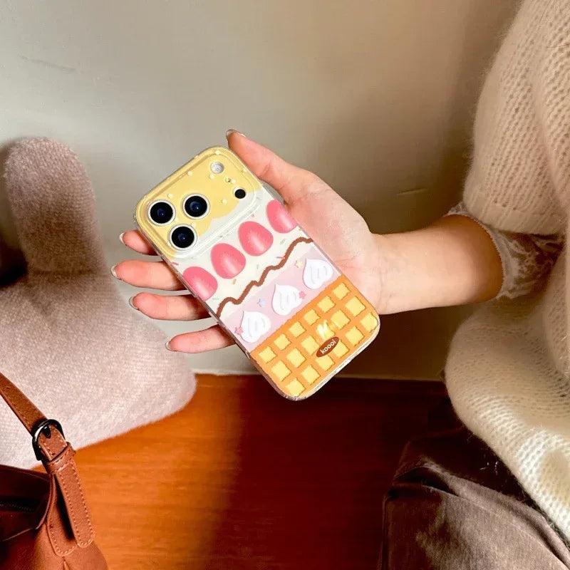 Yellow Plaid Strawberry Silicone iPhone Case - Viexta