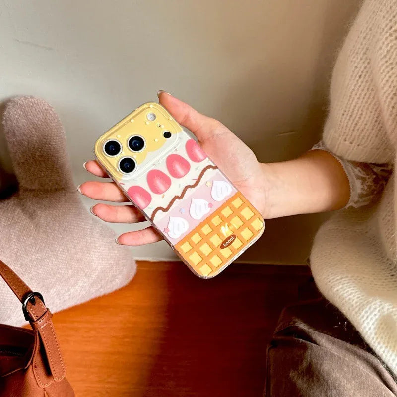 Yellow Plaid Strawberry Silicone iPhone Case - Viexta