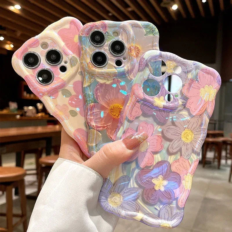 Drop-resistant Oil Painting Flower Soft Silicone iPhone Case - Viexta