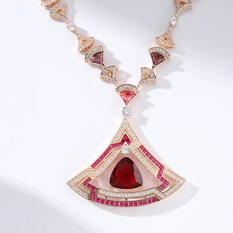 womens-triangle-micro-set-zircon-necklace-earring-set - Viexta