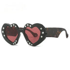 Diamond-Encrusted Heart-Shaped Sunglasses - Viexta