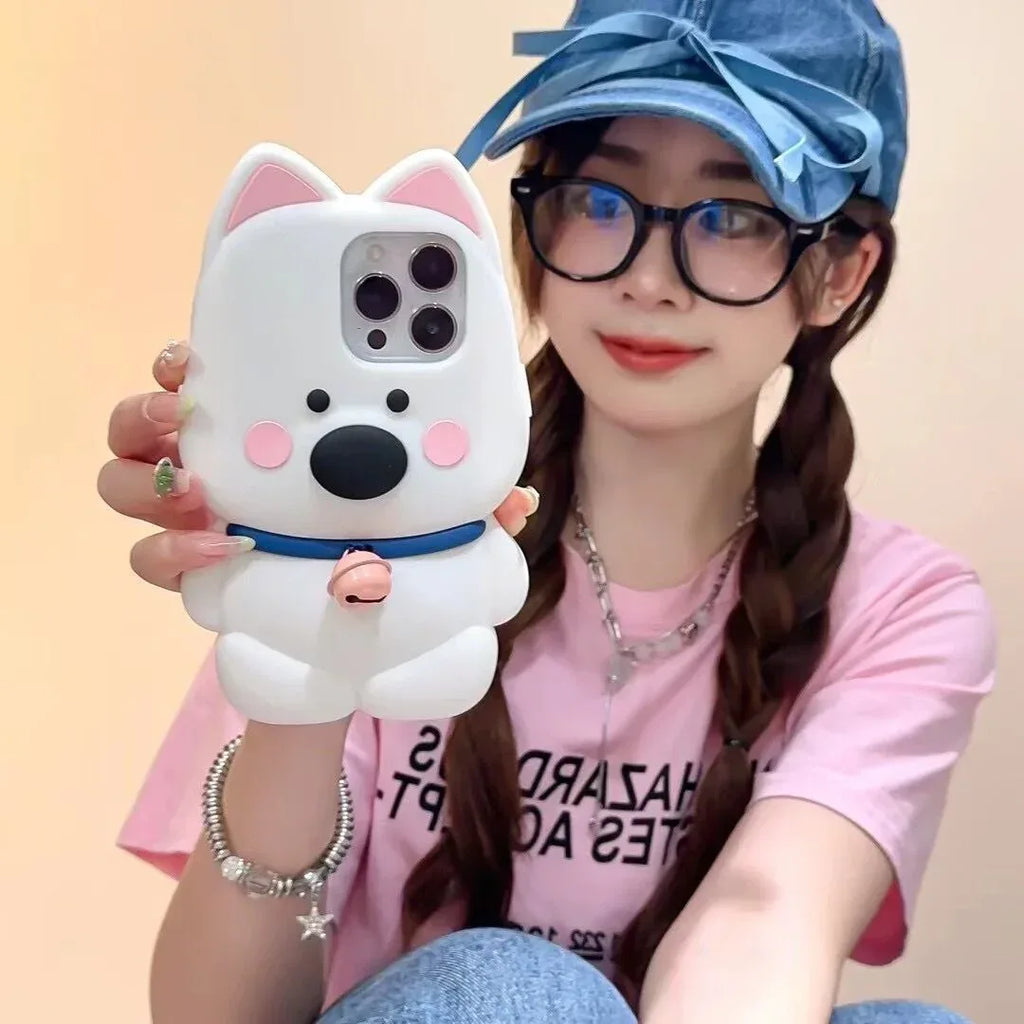 cartoon-cute-bell-little-white-dog-iphone-case - Viexta