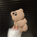 Solid Color Three-dimensional Bear Anti-fall Cute New iPhone Case - Viexta