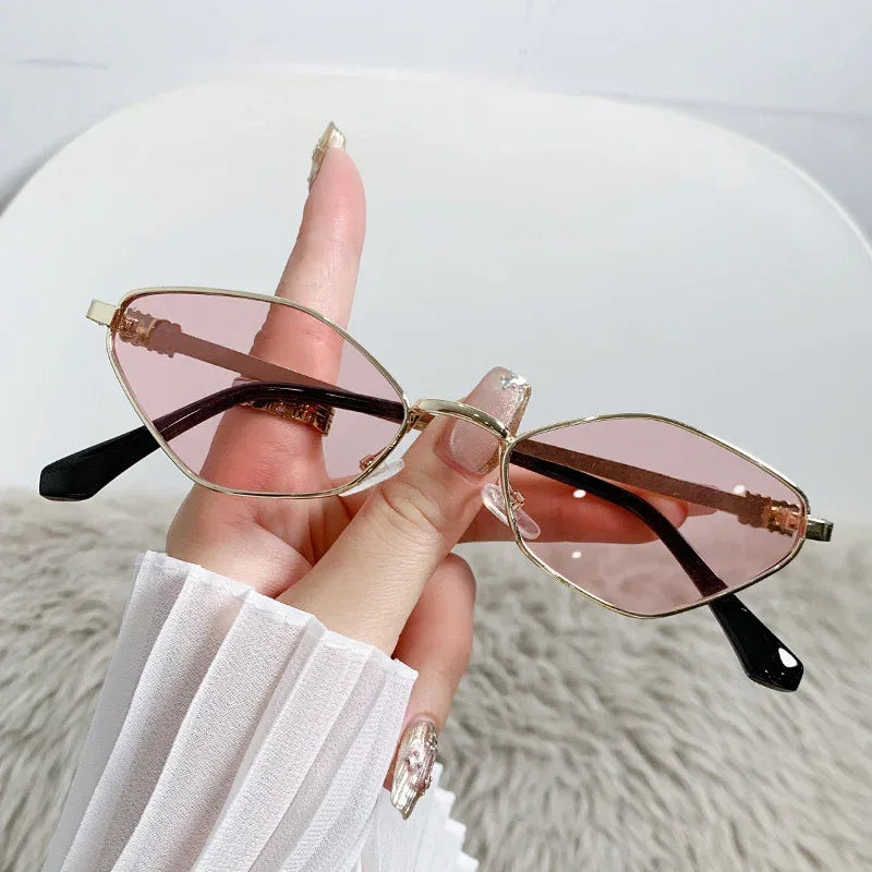 Metal Small Frame Rhombus Cat Eye Sunglasses - Viexta