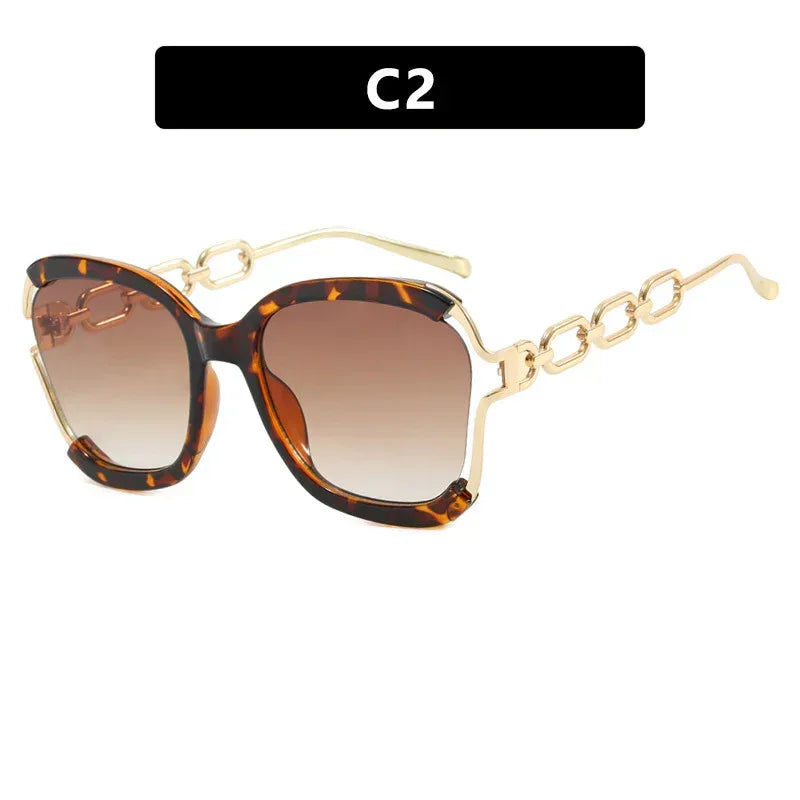 Big Square Rim Chain Sunglasses - Viexta