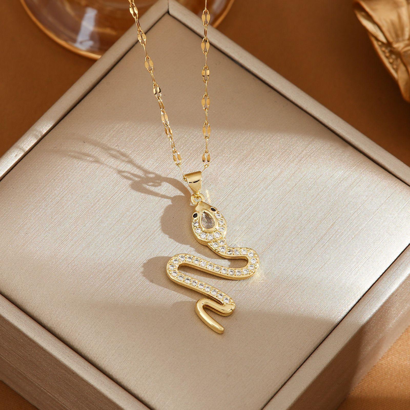 snake-necklace-with-rhinestone - Viexta