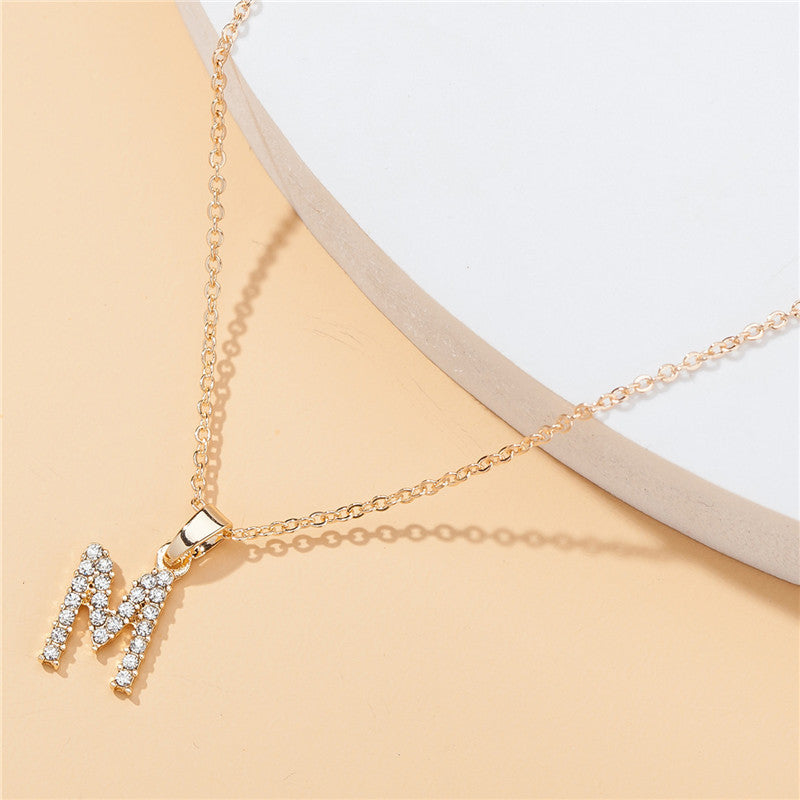 18k 26 Golden English Letter Pendant Clavicle Chain