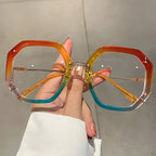 Polygonal-frame Trendy Hip-hop Oversized Plain Glasses - Viexta