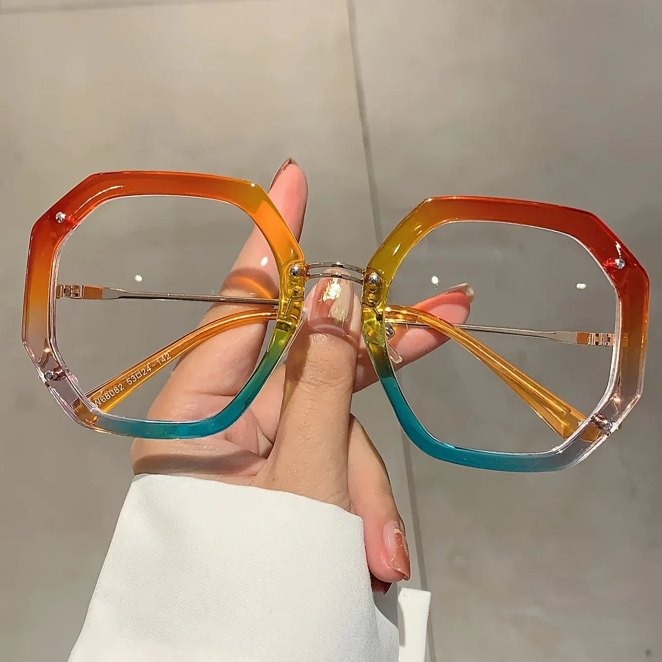 Polygonal-frame Trendy Hip-hop Oversized Plain Glasses - Viexta