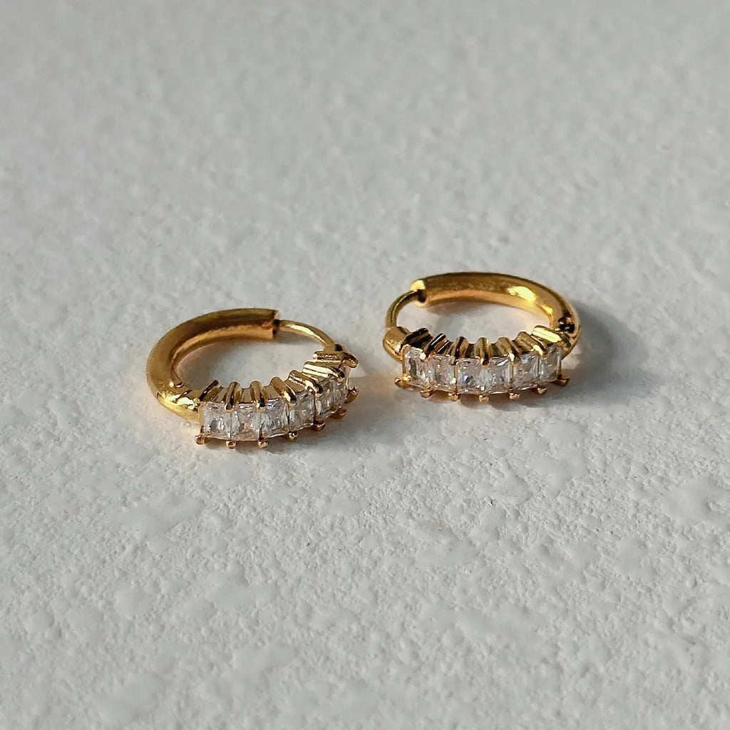 Titanium Steel Minimalist Small Zircon Earrings - Viexta