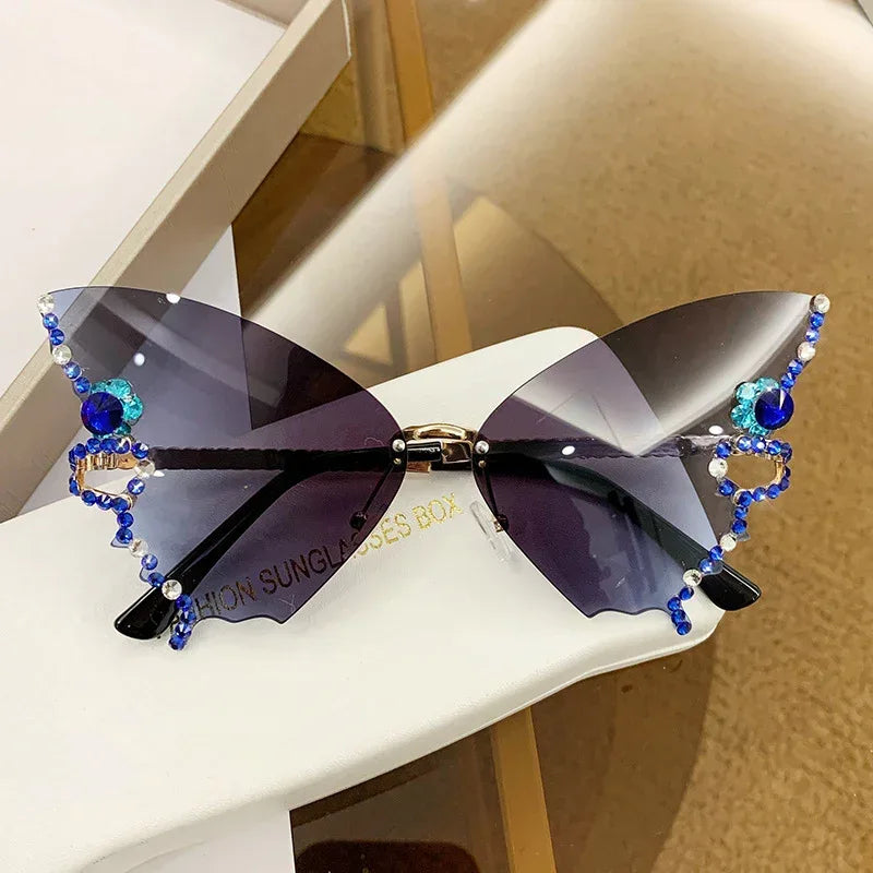 butterfly-shape-diamond-rimless-sunglasses - Viexta
