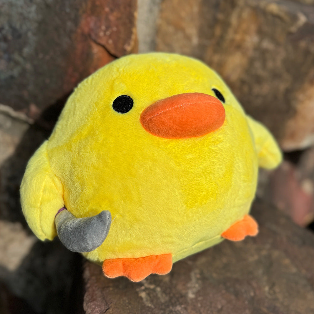 Cute Knife-holding Small Yellow Duck Plush Stuffed Doll Pillow