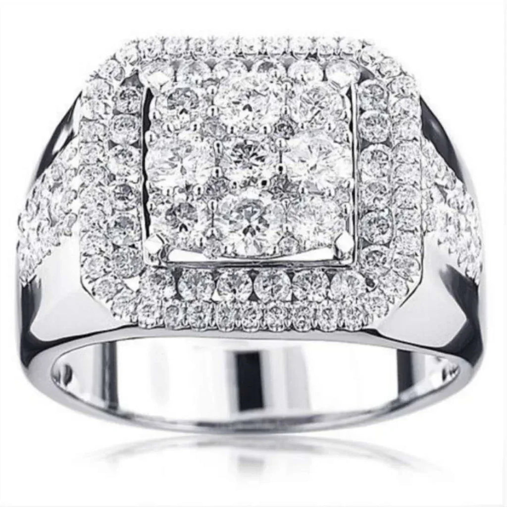 silver-square-diamond-ring - Viexta