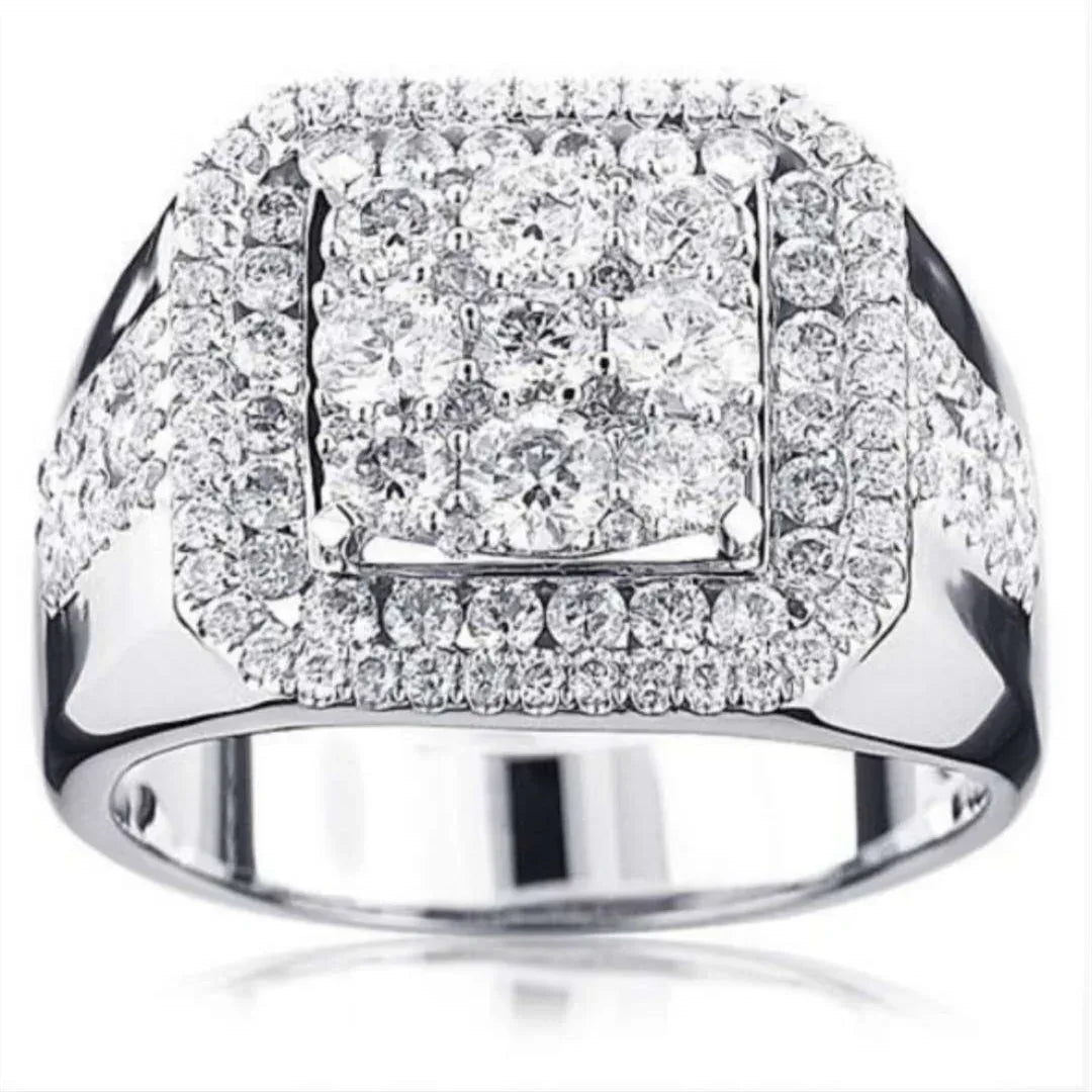 silver-square-diamond-ring - Viexta