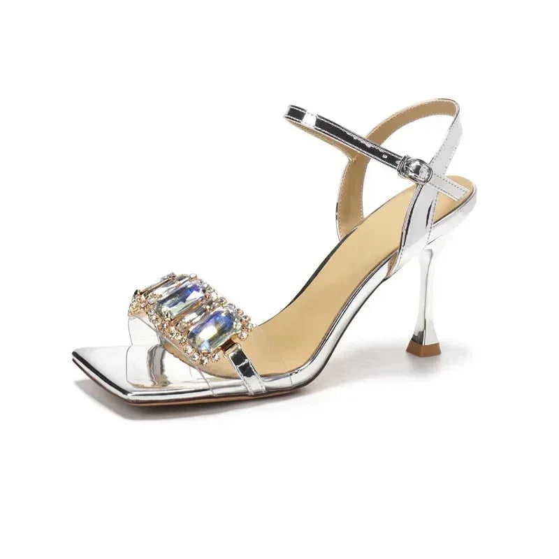 Rhinestone Strap Fairy High Heels - Viexta