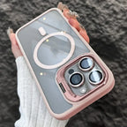 Invisible Bracket Transparent iPhone Case With CD Pattern Lens Protector - Viexta