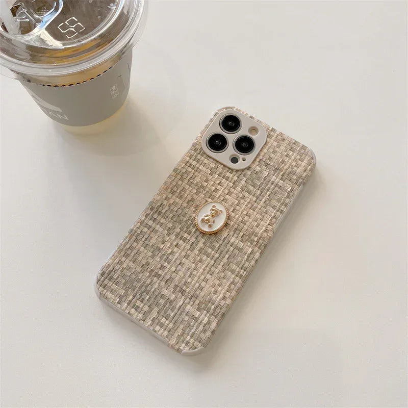Woven High-grade Bear Flannelette iPhone Case - Viexta
