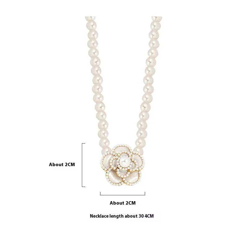 Gold Plated French Royal Style Pearl Flower Necklace - Viexta