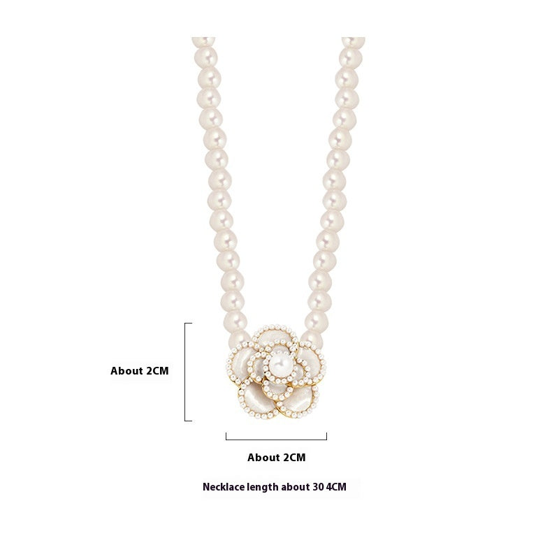 Gold Plated French Royal Style Pearl Flower Necklace