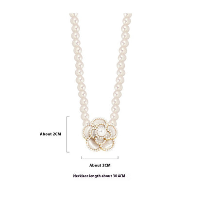 Gold Plated French Royal Style Pearl Flower Necklace