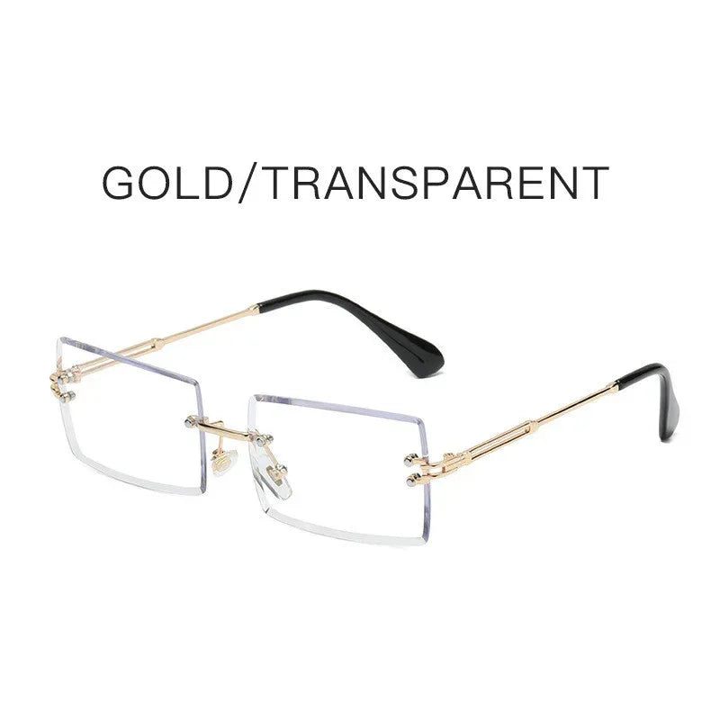 Fashion Frameless Trimmed Square Gradient Sunglasses - Viexta