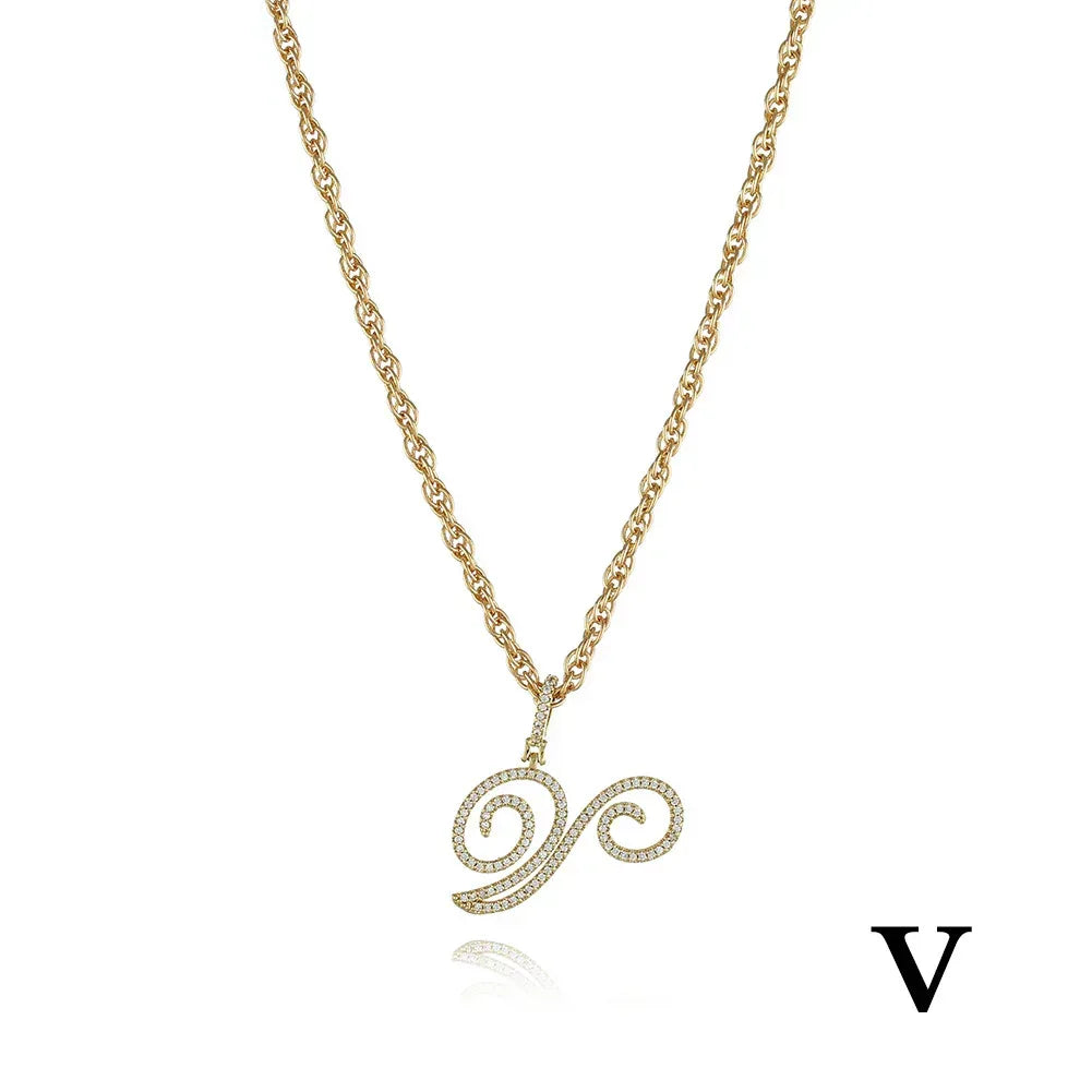 26 Letter Zircon 18k Gold Necklace - Viexta