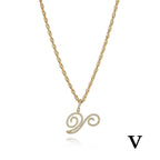 26 Letter Zircon 18k Gold Necklace