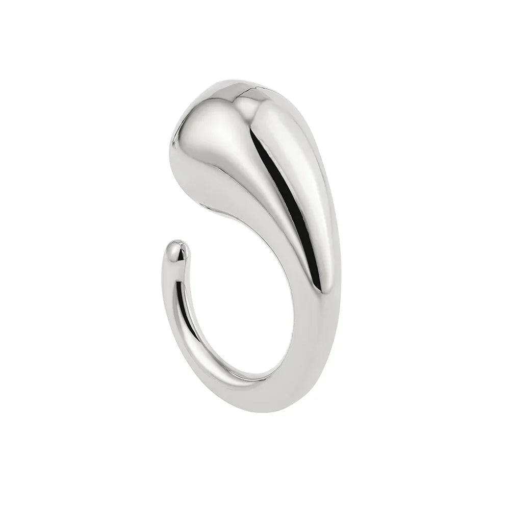 irregular-titanium-steel-ring-with-water-droplet-knot-opening - Viexta