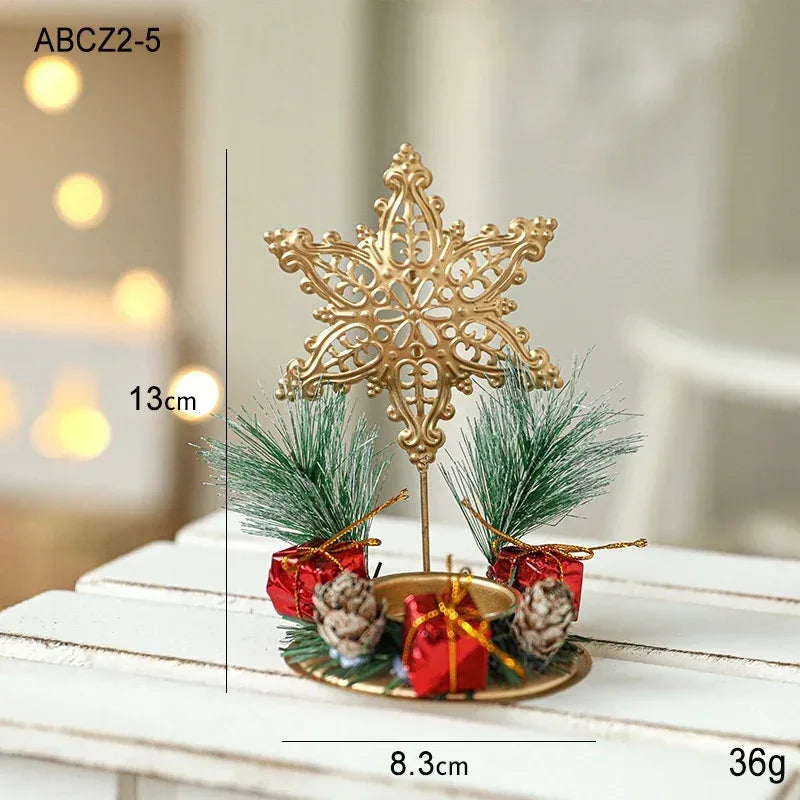 christmas-candlestick-golden-wrought-iron-window-decoration - Viexta