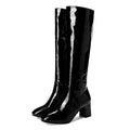 Patent Leather High Heel Long Boots - Viexta