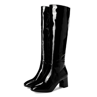 Patent Leather High Heel Long Boots