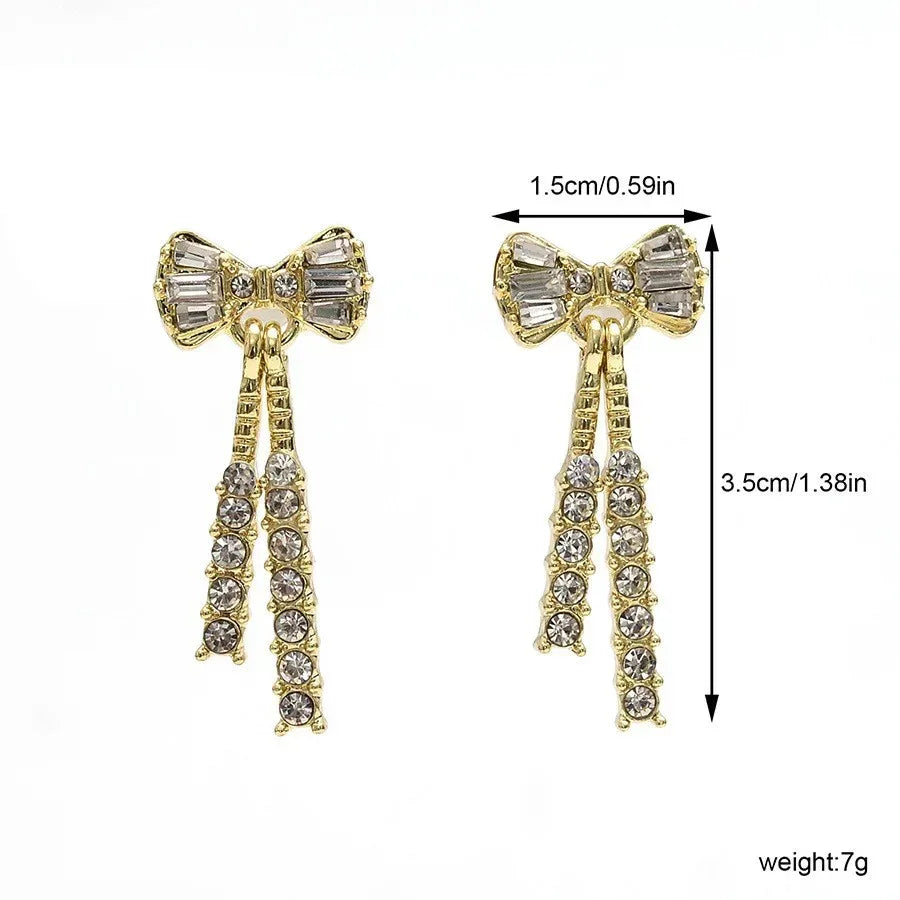 Bow Shaped Diamond Crystal Earrings - Viexta
