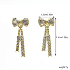 Bow Shaped Diamond Crystal Earrings - Viexta