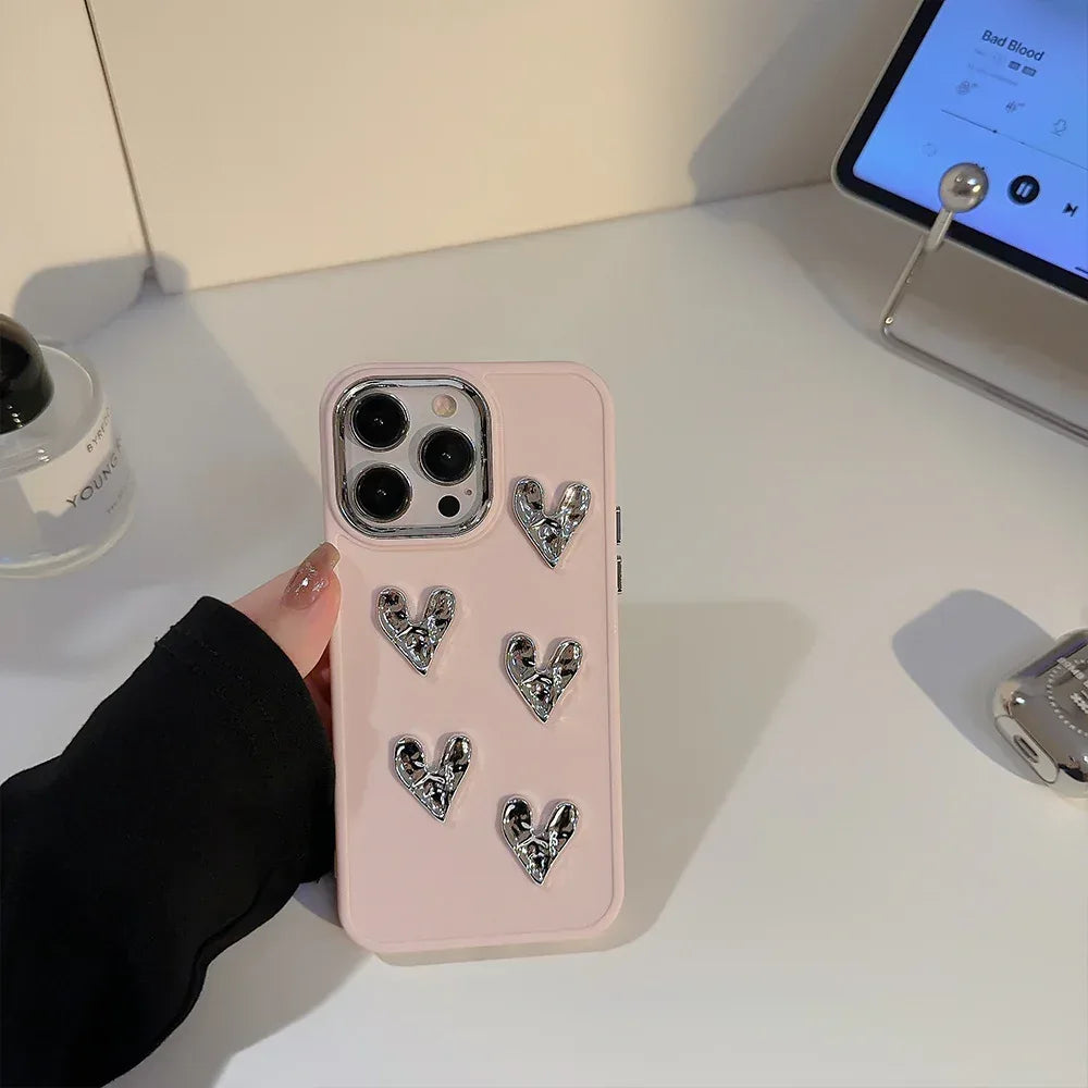 Pleated Metallic Heart iPhone Shell - Viexta