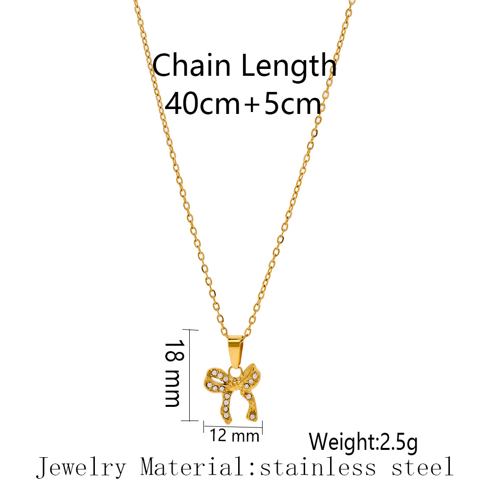 Rhinestone Bowknot Pendant Necklace