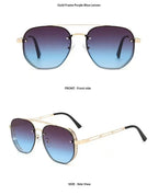 Retro Double-bridge Hollow-out Metal Sunglasses - Viexta