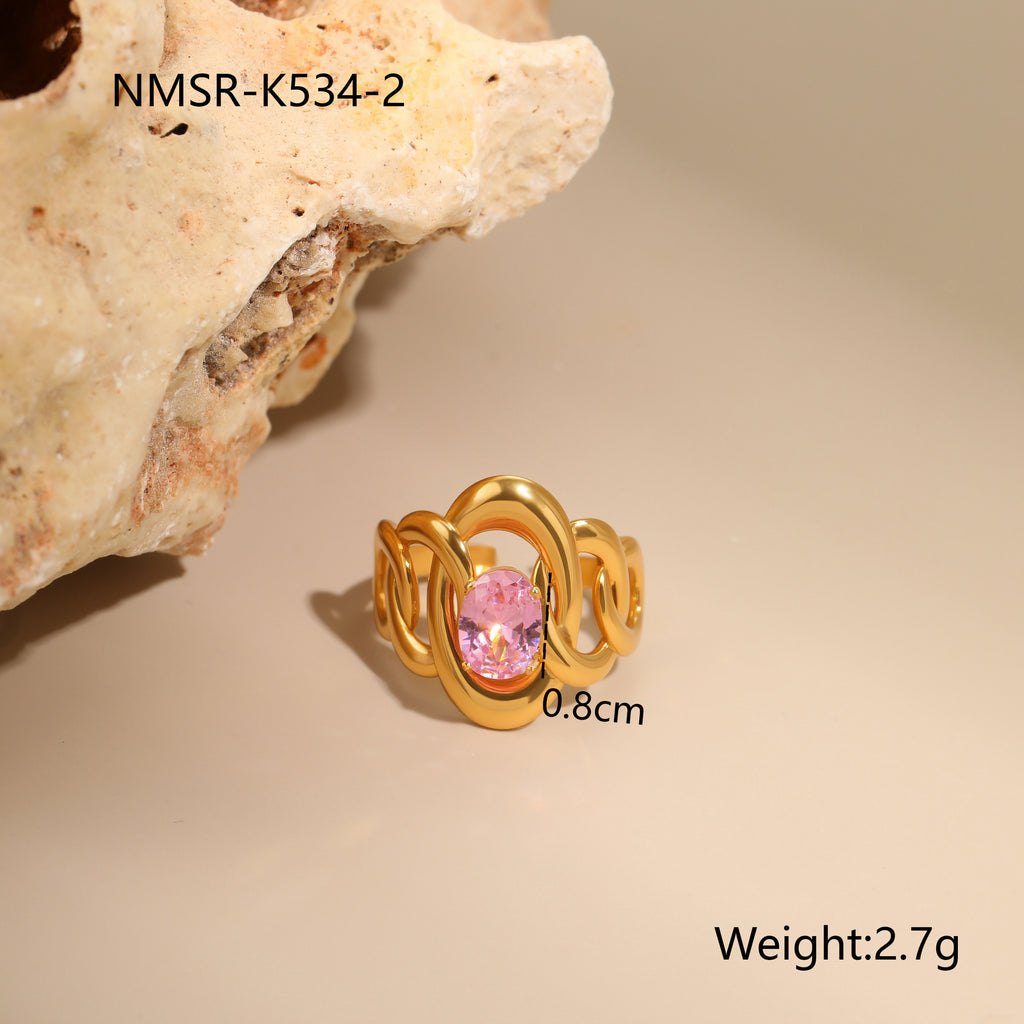 Stainless Steel Zircon Ring For Women