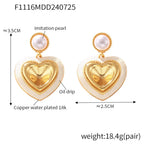 Heart-shaped Glass Stone Ear Studs - Viexta