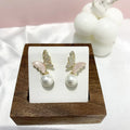 Pearl Zircon Bow Earrings - Viexta