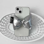 transparent-soft-shell-silver-bow-down-stand-iphone-case - Viexta